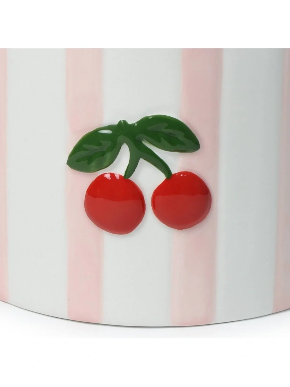 Ceramic Utensil Holder - Pink & White Striped with Cherry Design Target Bullseye